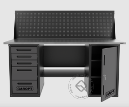 Верстак двухтумбовыи дверь/5 ящиков с экраном, серый 1800*700 Garopt, GT1800DY5PP.grey