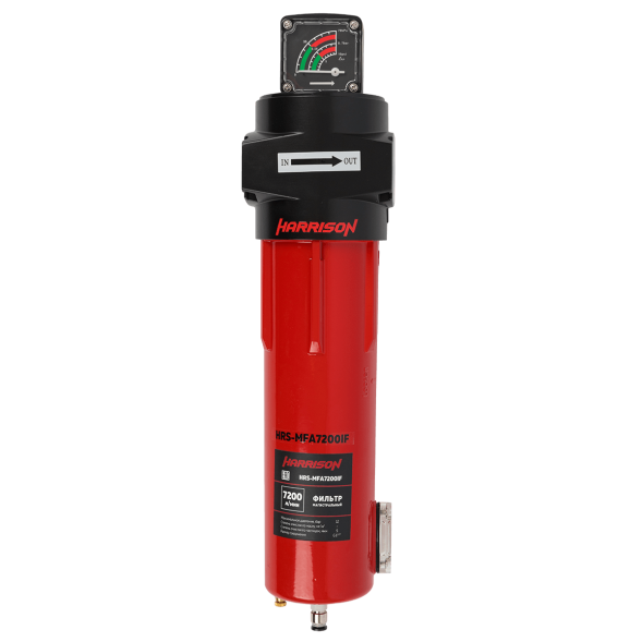 Harrison HRS-MFA7200IF Фильтр магистральный 5 мкм с дифференциальным манометром, 7200 л/мин, 12 бар, G 1 1/2"
