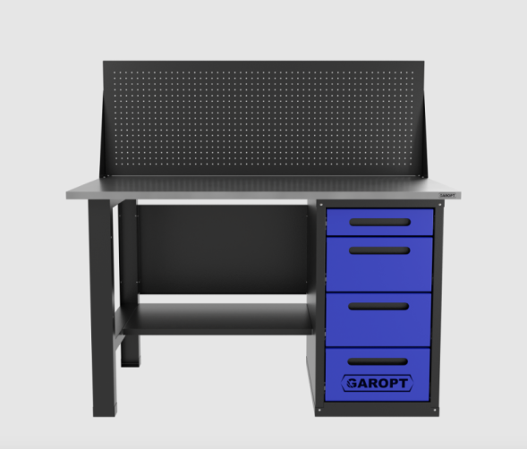 Верстак однотумбовыи 4 ящика с экраном синий 1400*700 Garopt, GT1400STY4PP.blue